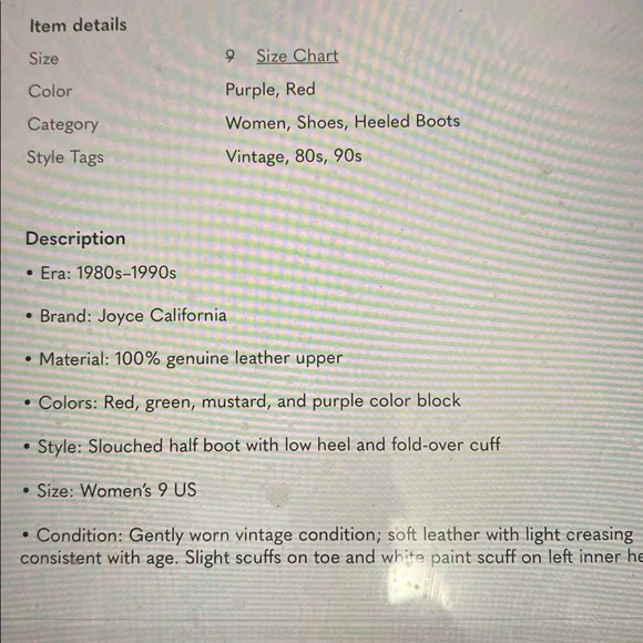 Joyce Peter Pan Style Colorful Women's Boots - Size 9 EUC - Easy slip on / off - Picture 13 of 15